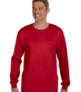 HANES TAGLESS LONG SLEEVE WITH POCKET