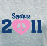 SENIOR-2011 LADIES PEACE HEART t-shirt design idea